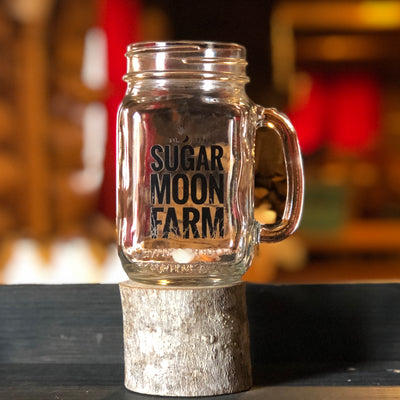 Sugar Moon Farm Mason Mug - Sugar Moon Farm - A Canadian maple syrup farm located in Nova Scotia, Canada. Offering maple syrup, maple butter, maple syrup on snow and a restaurant. Put on your hiking boots and hike the Rogart Mountain trail then sit down for some fluffy pancakes made from our fluffy pancake recipe and Canadian maple syrup.